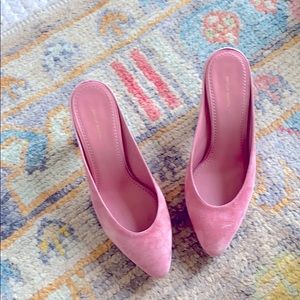 NIB Mansur Gavriel 37.5 Blush Suede Slipper Heel